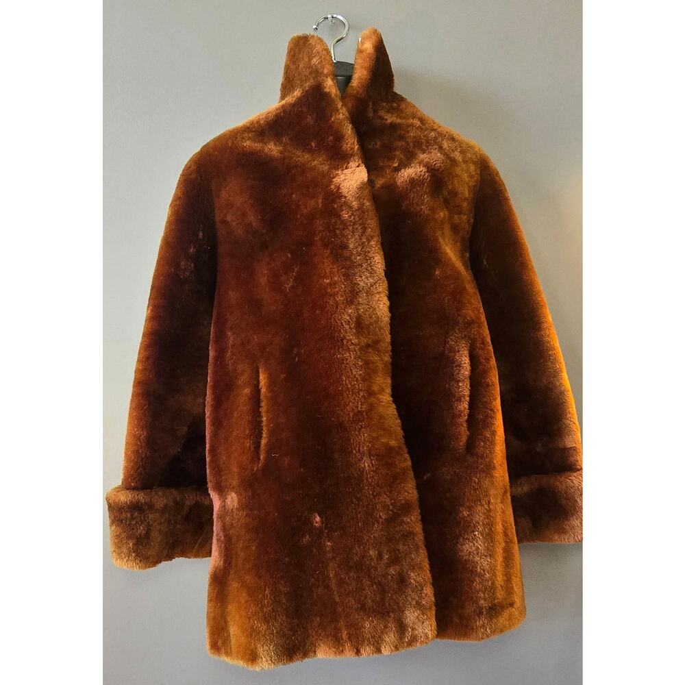 Mouton Dyed Lamb Fur Coat  M/L